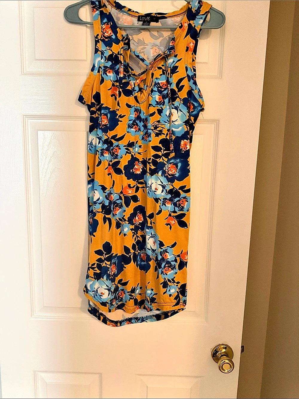 Floral Midi Dress in Orange & Blue Like New